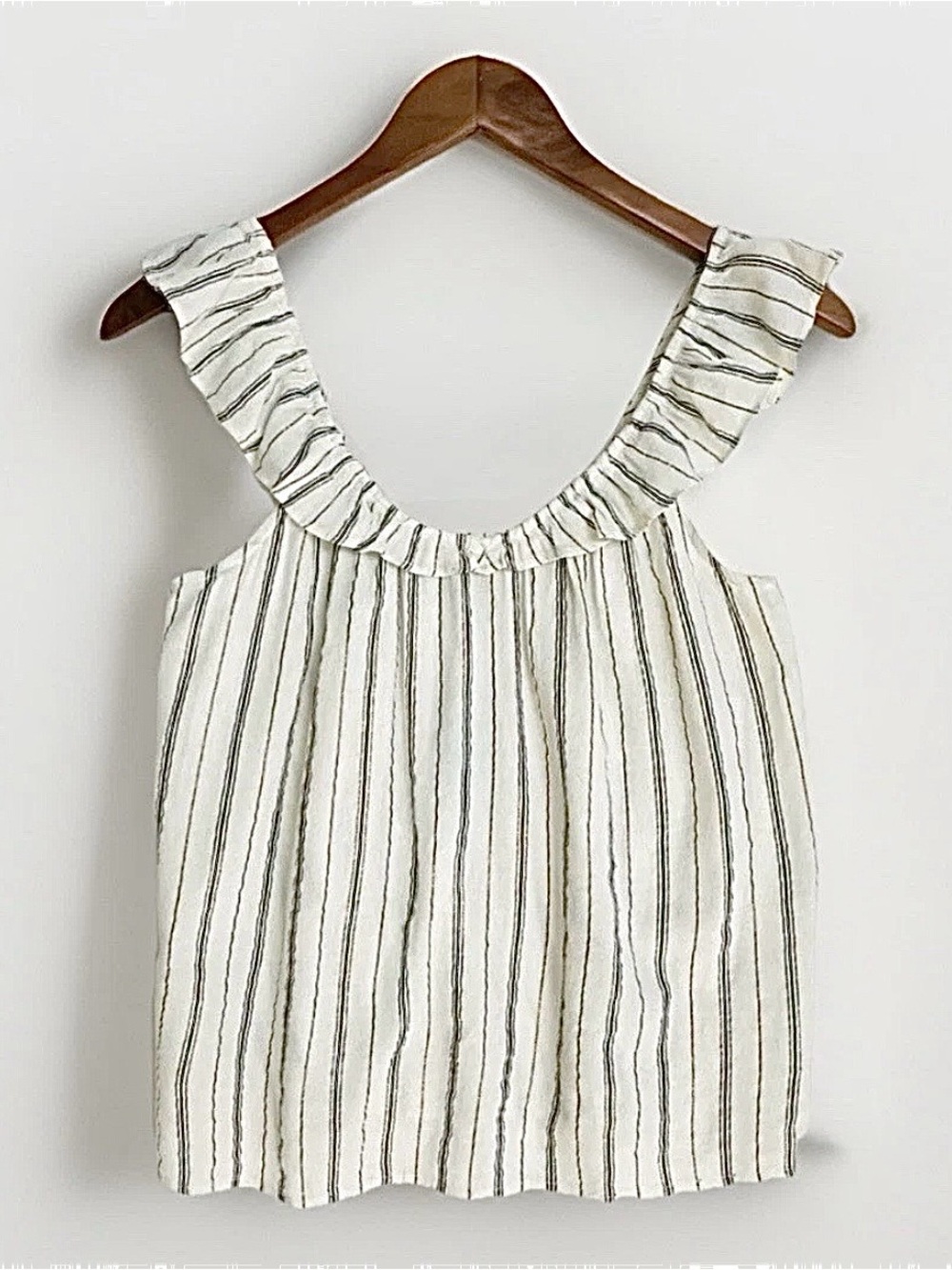 Loft Tank Top Women’s XXS Petite Cream Striped Nautical Coastal Beachy NWT
